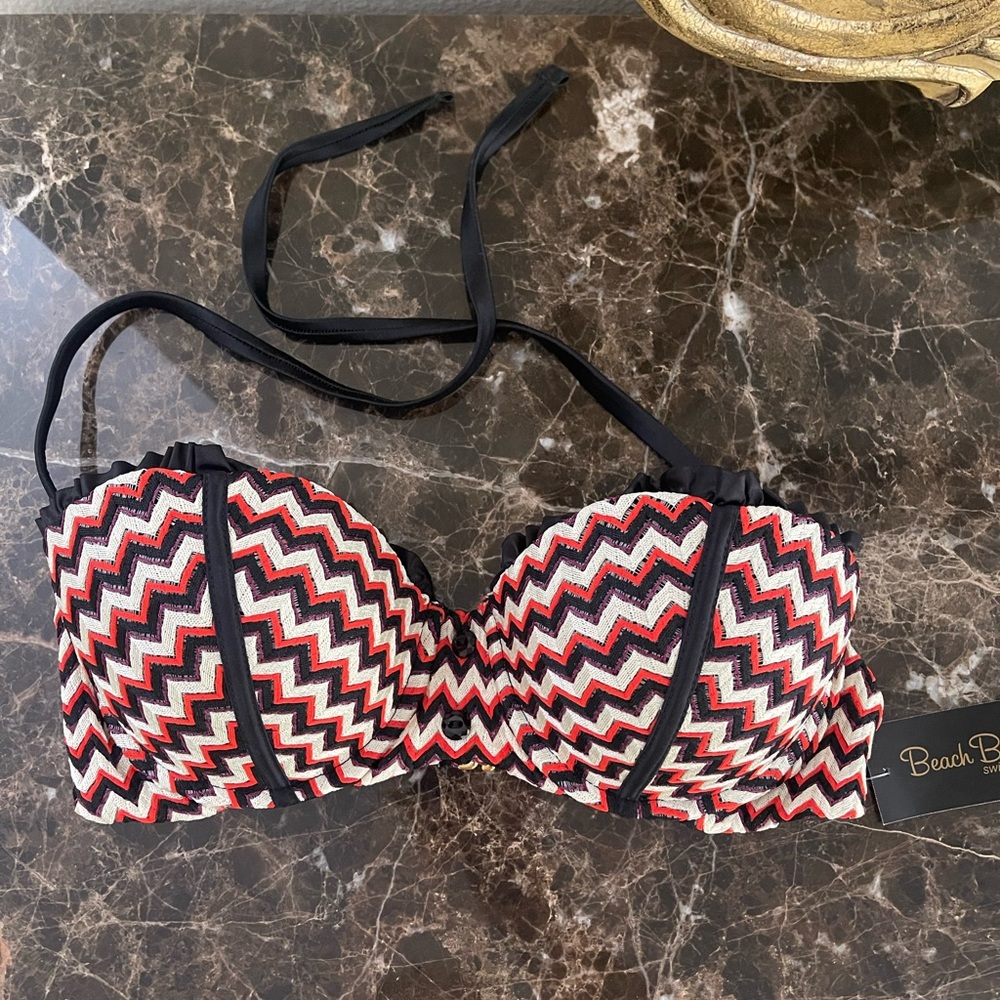Beach Bunny Life is a Highway Bikini Top in Red, Black, and White - Picture 2 of 8